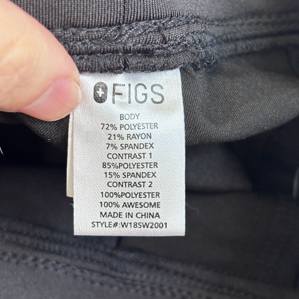 Figs Straight Leg Pants in Black with White Drawstring - Picture 6 of 8